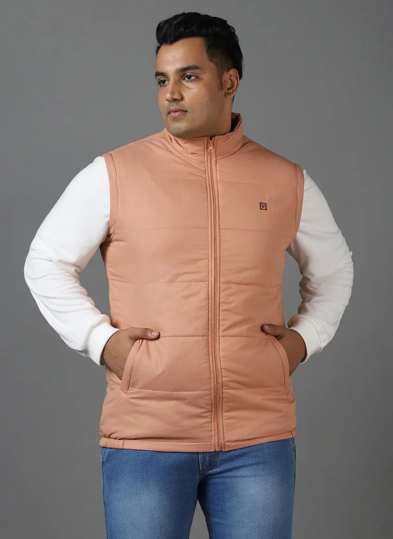 Urbano Fashion  Urbano Plus Men's Pink Sleeveless Zippered Puffer Jacket for Men | Best Price UAE